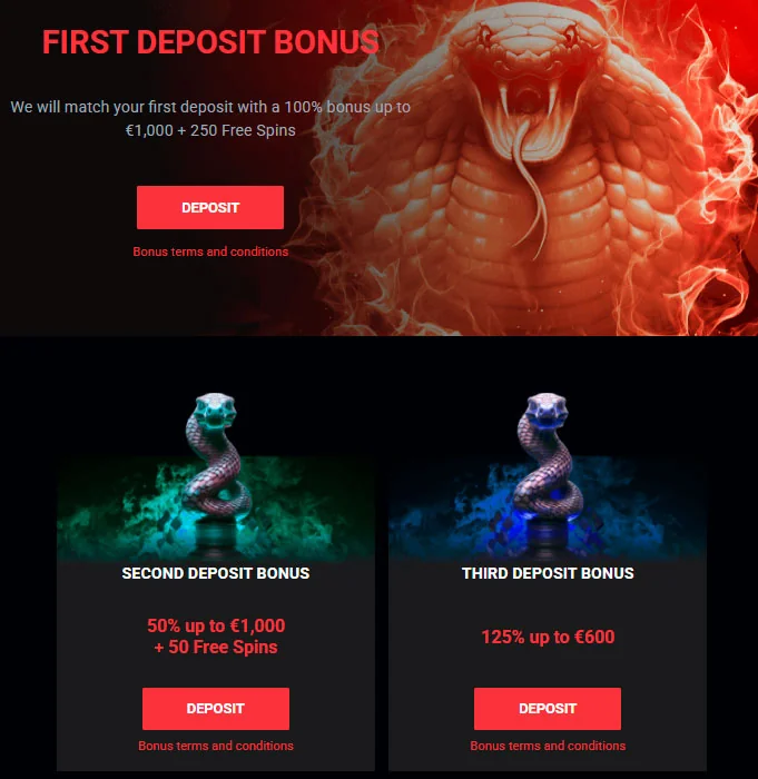 Willkommenspaket Cobra Casino