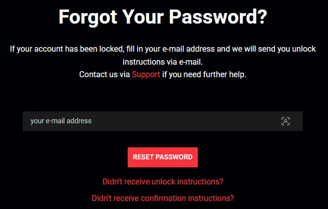 Reset Password Cobra Casino